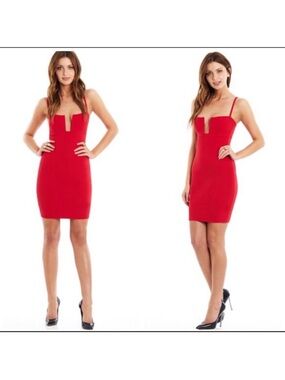 Nookie Red Notch-Neck Spaghetti-Strap Mini Dress